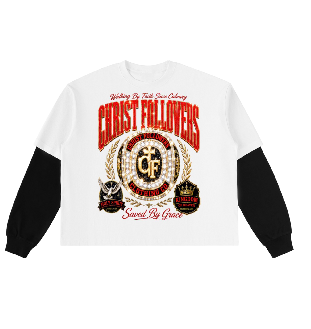 Christ Followers Clothing Co. – Championship Ring Layered Sleeve Sweatshirt