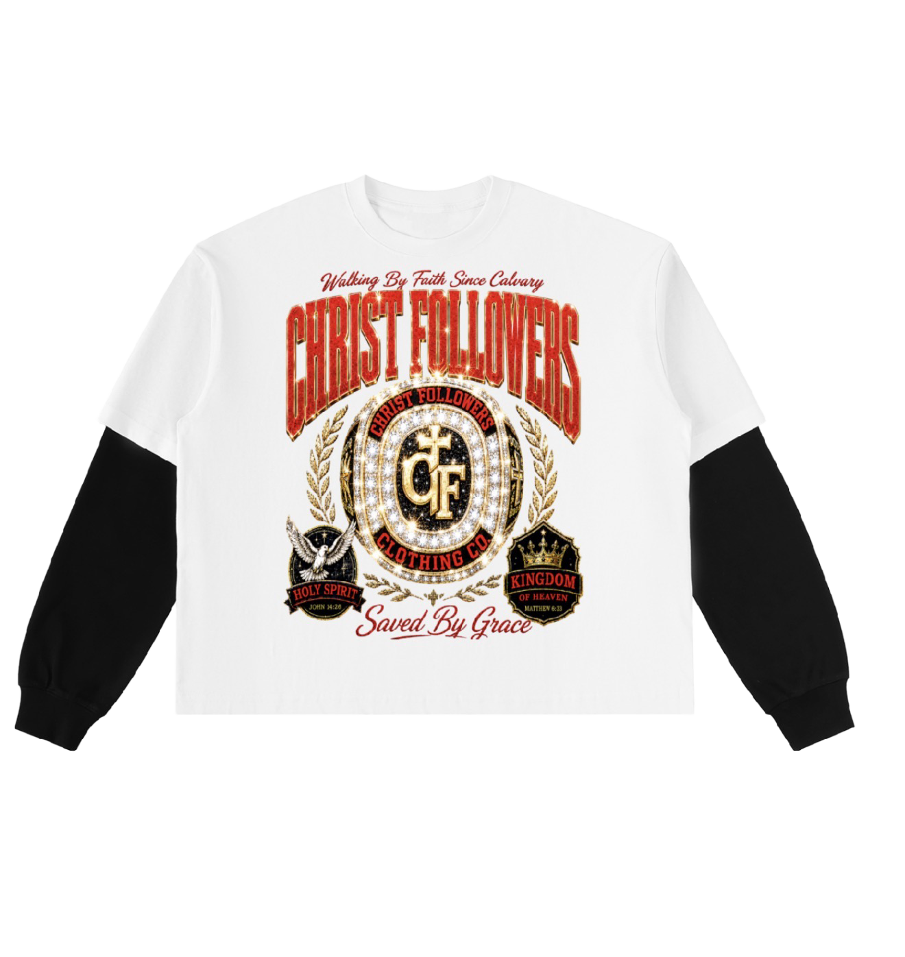 Christ Followers Clothing Co. – Championship Ring Layered Sleeve Sweatshirt
